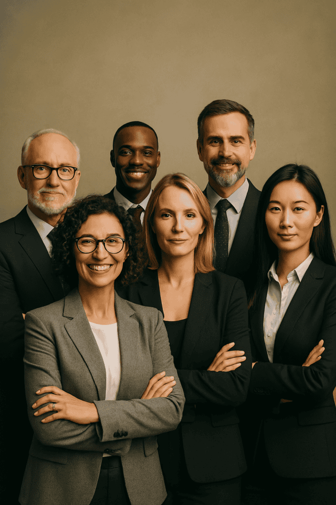 Group of quality leaders smiling