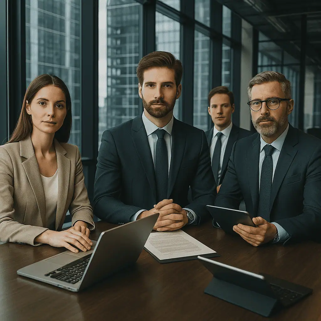 Four CTOs sitting in office and having meeting
