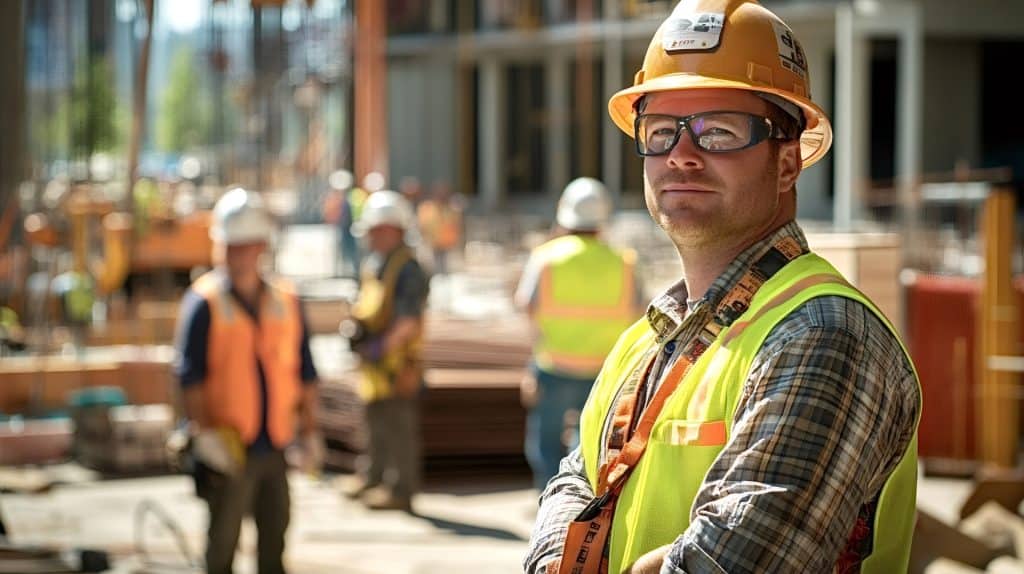 Construction worker wearing safety gear